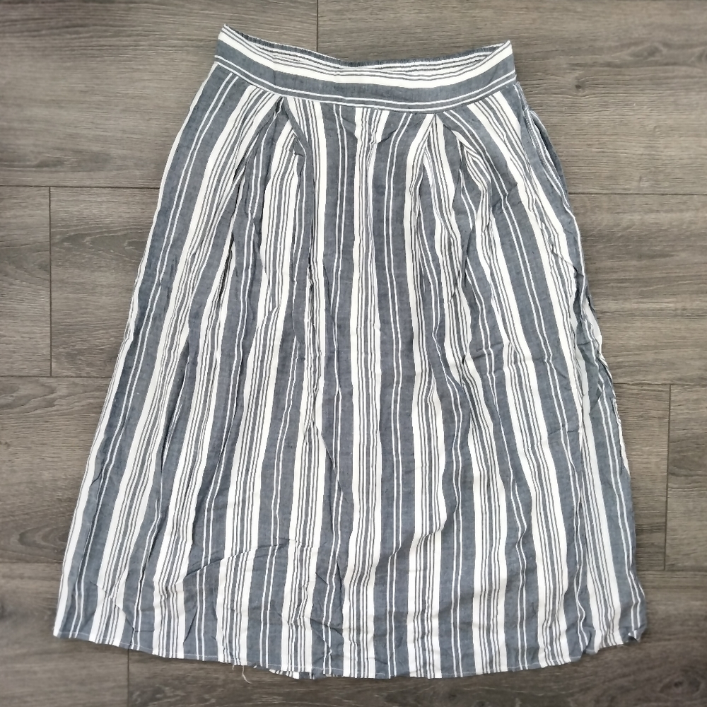 Cotton Candy LA Blue & White Striped Midi Skirt Size S 100% Rayon